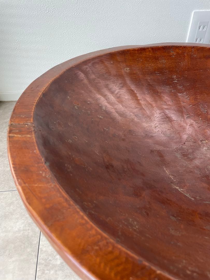 木製 大きな円錐形ボウル チーク無垢材