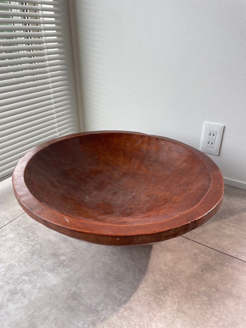 木製 大きな円錐形ボウル チーク無垢材