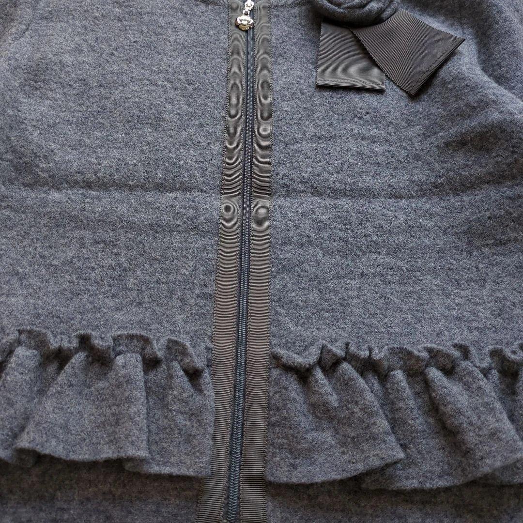 M'S GRACY グレー ウール ノーカラージャケットフリル コサージュ 9号