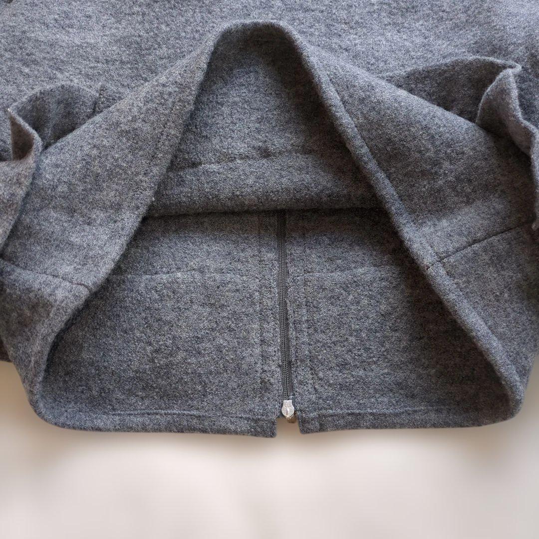 M'S GRACY グレー ウール ノーカラージャケットフリル コサージュ 9号
