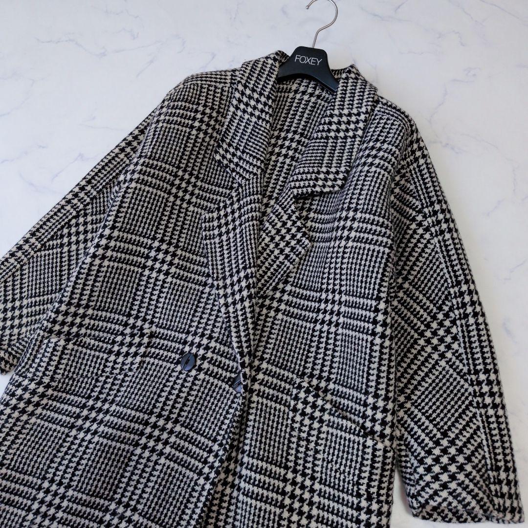 HERNO ヘルノ チェスターコート ツイード ダブル チェック柄 F