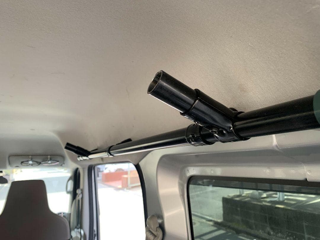 イレクターパイプ サイド6か所固定　安心のアルミ製　エブリイ　ロッドホルダー