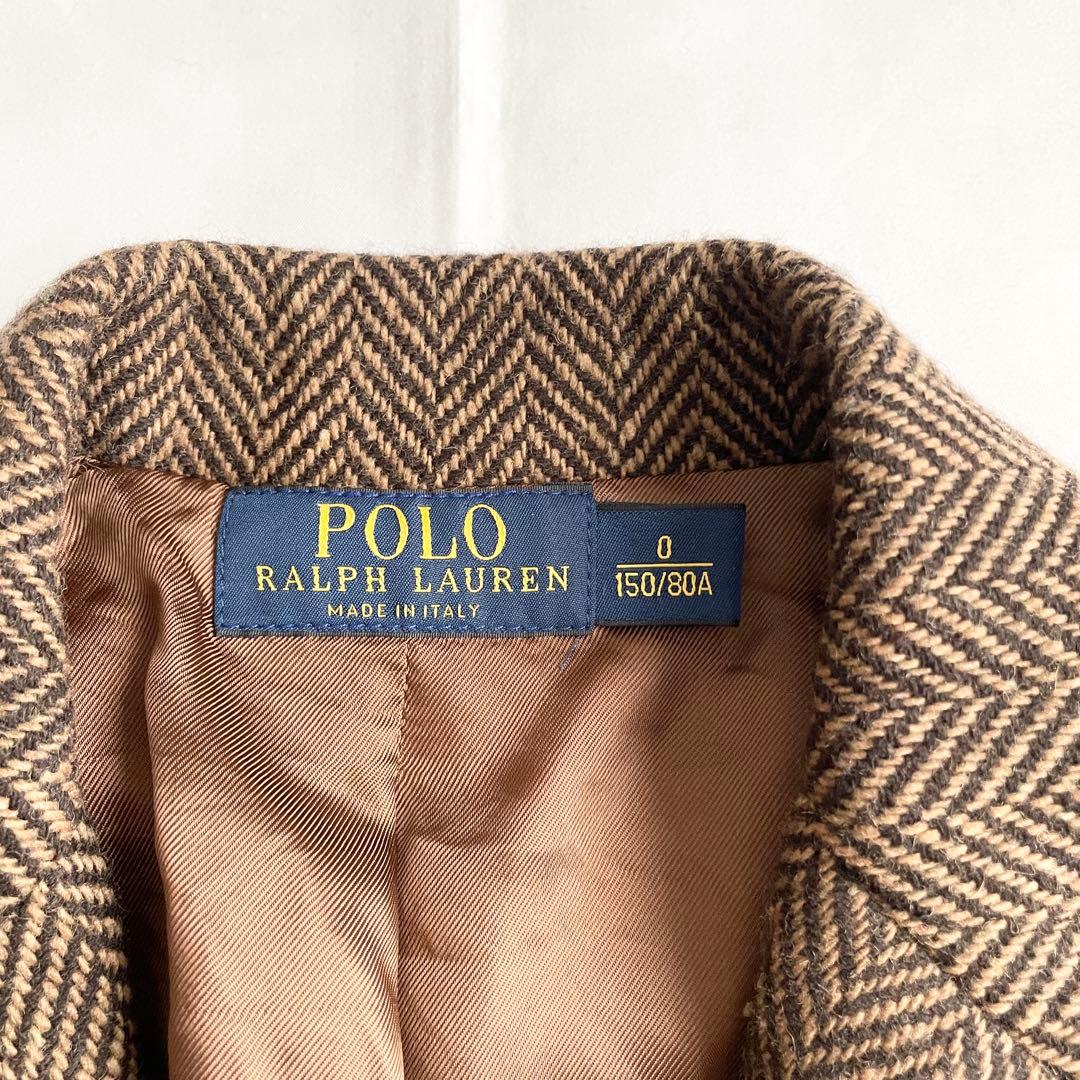 ポロラルフローレン　ヘリンボーン ウール テーラードジャケット 牛革ボタン