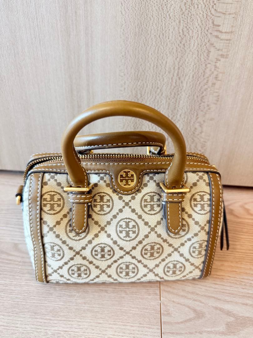 トリーバーチモノグラム キャンバス ミニ バレル 2WAYボストン