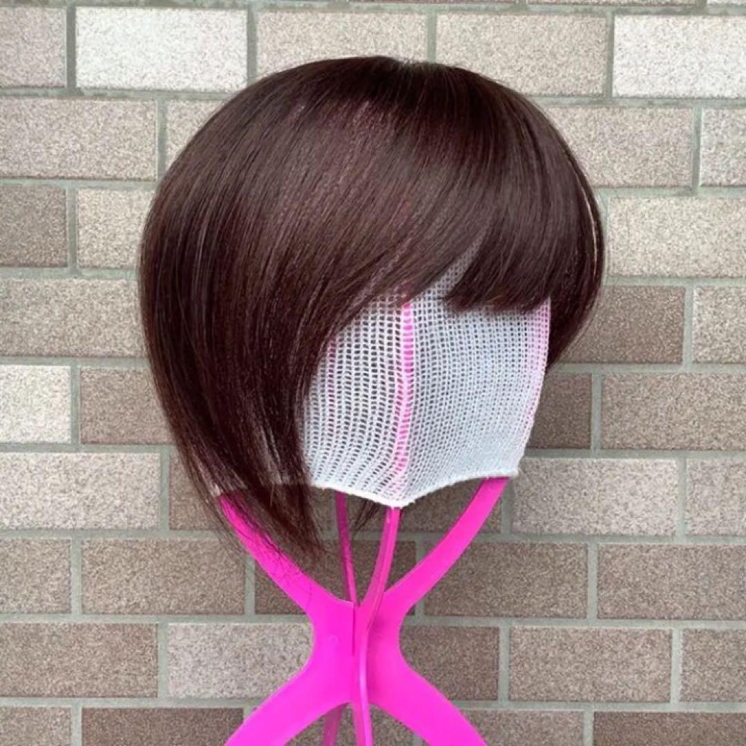 人毛100% 総手植 医療用 部分ウィッグ ヘアピース ダークブラウン