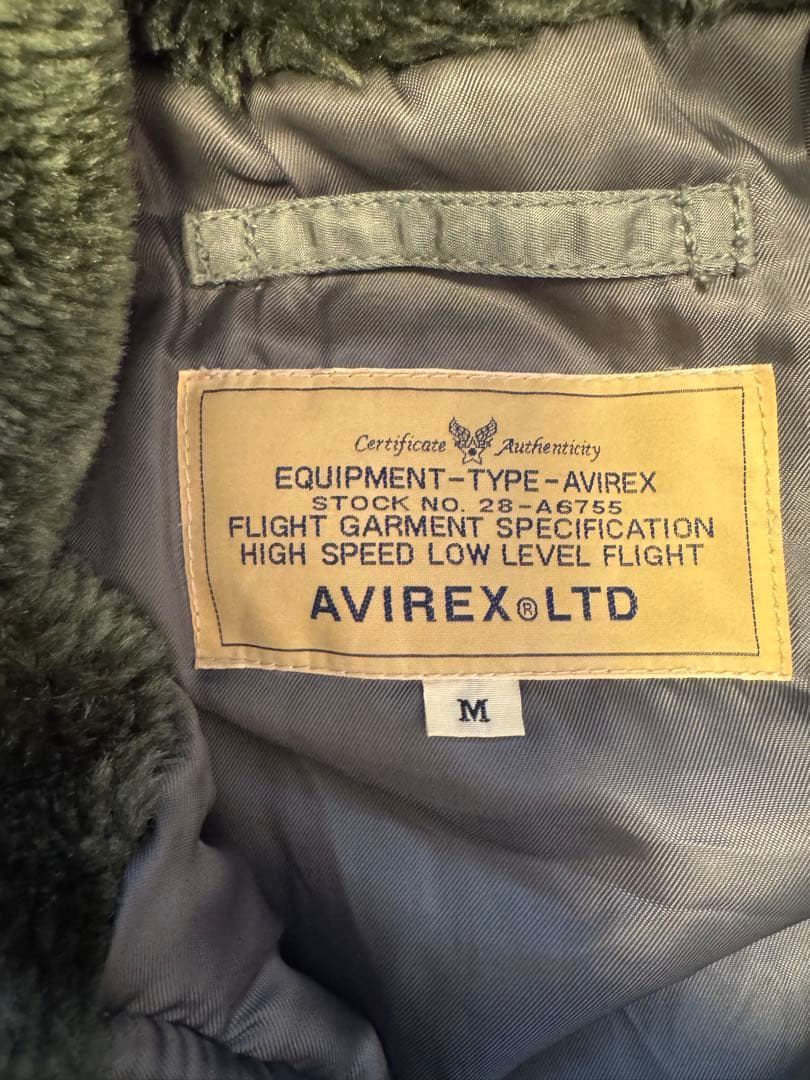 AVIREX 　N3B ミリタリージャケット M オリーブグリーン