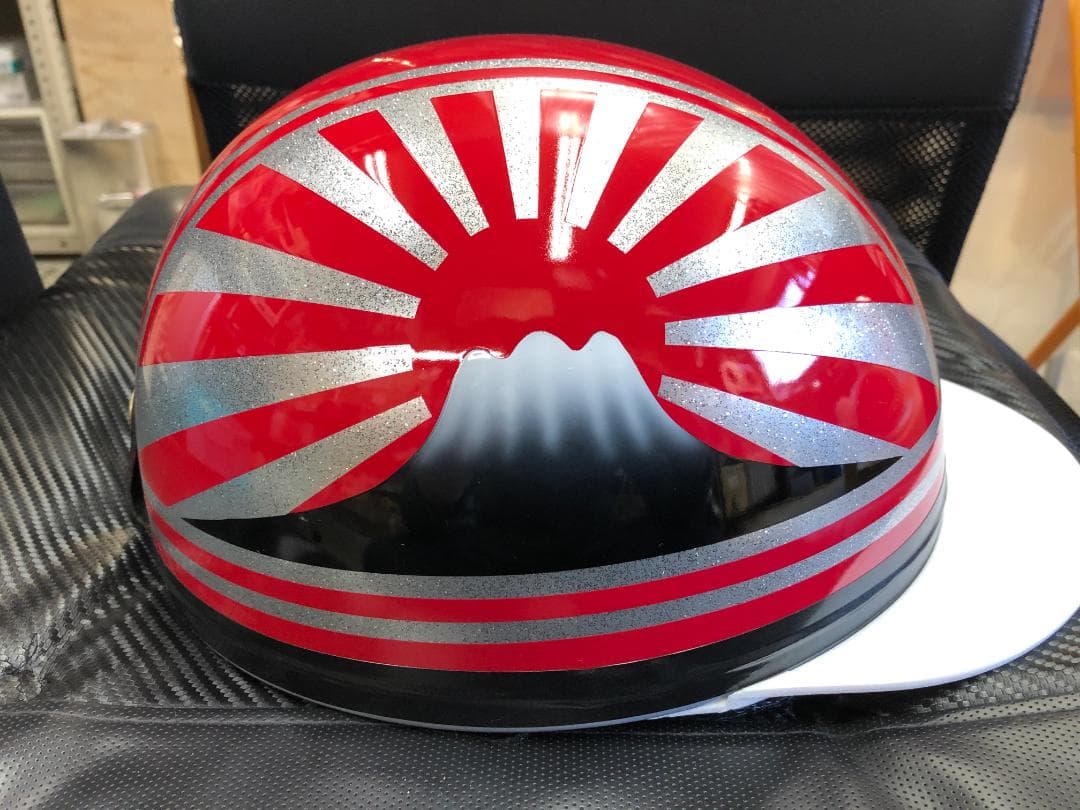 コルク半　カスタム　富士日章　三つボタン　ソリッドレッドシルバーラメ　高級クリヤ