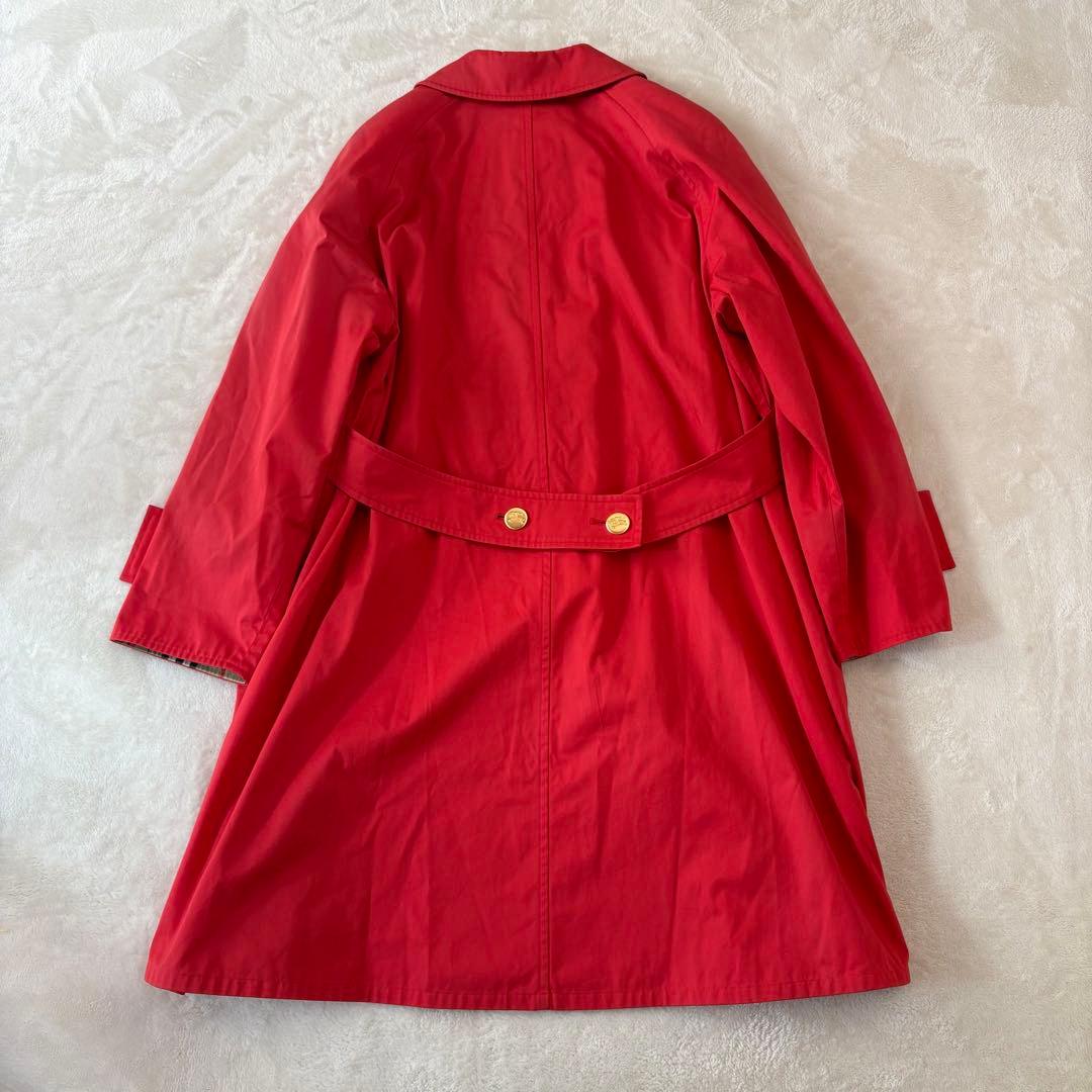 BURBERRY バーバリー　金ボタン　ノバチェック　ステンカラーコート　レッド