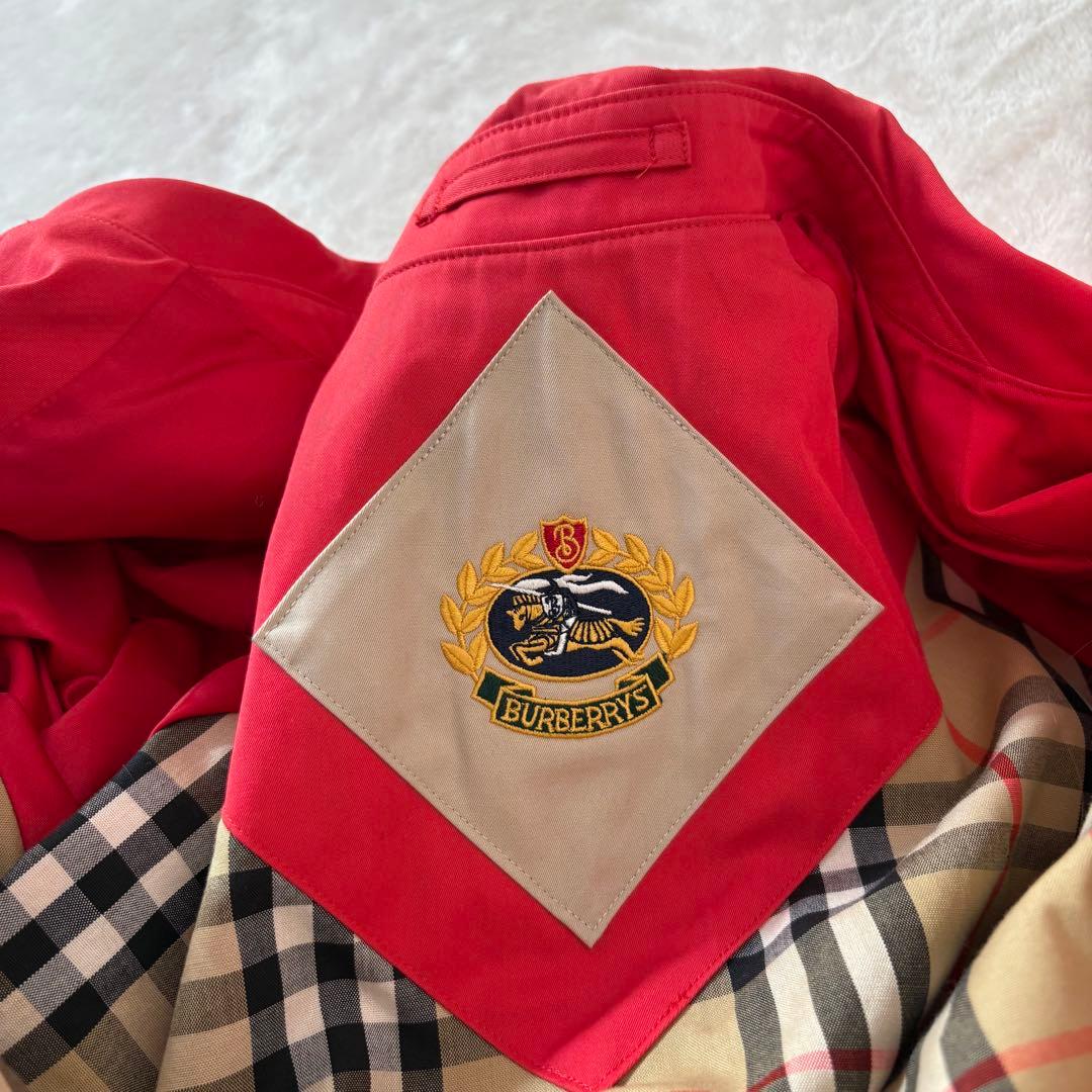 BURBERRY バーバリー　金ボタン　ノバチェック　ステンカラーコート　レッド