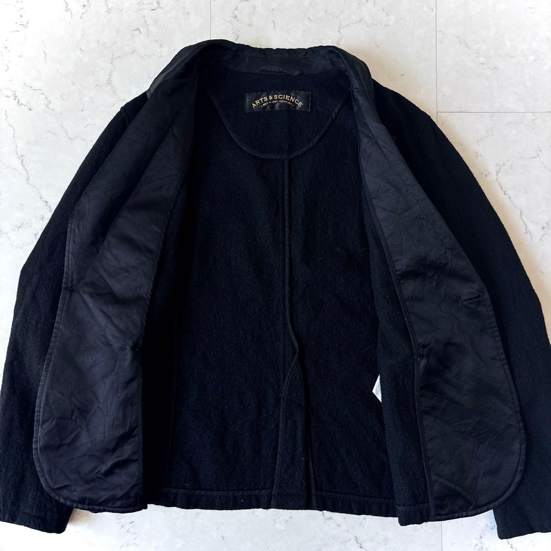 美品 アーツアンドサイエンス 日本製 縮絨ウールシルク テーラード ジャケット黒