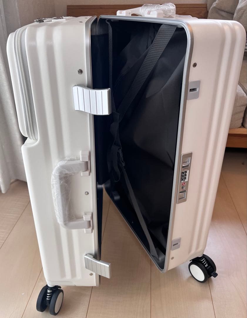 スーツケース 多機能 フロントオープン キャリーケース ストッパー付 大容量 Ｍ