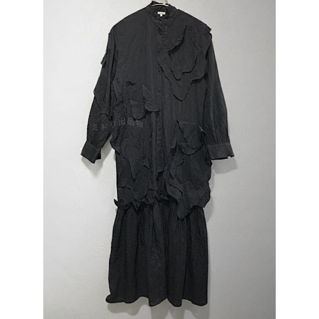 ENFOLD DISTORTED-PART DRESS ワンピース　ブラック