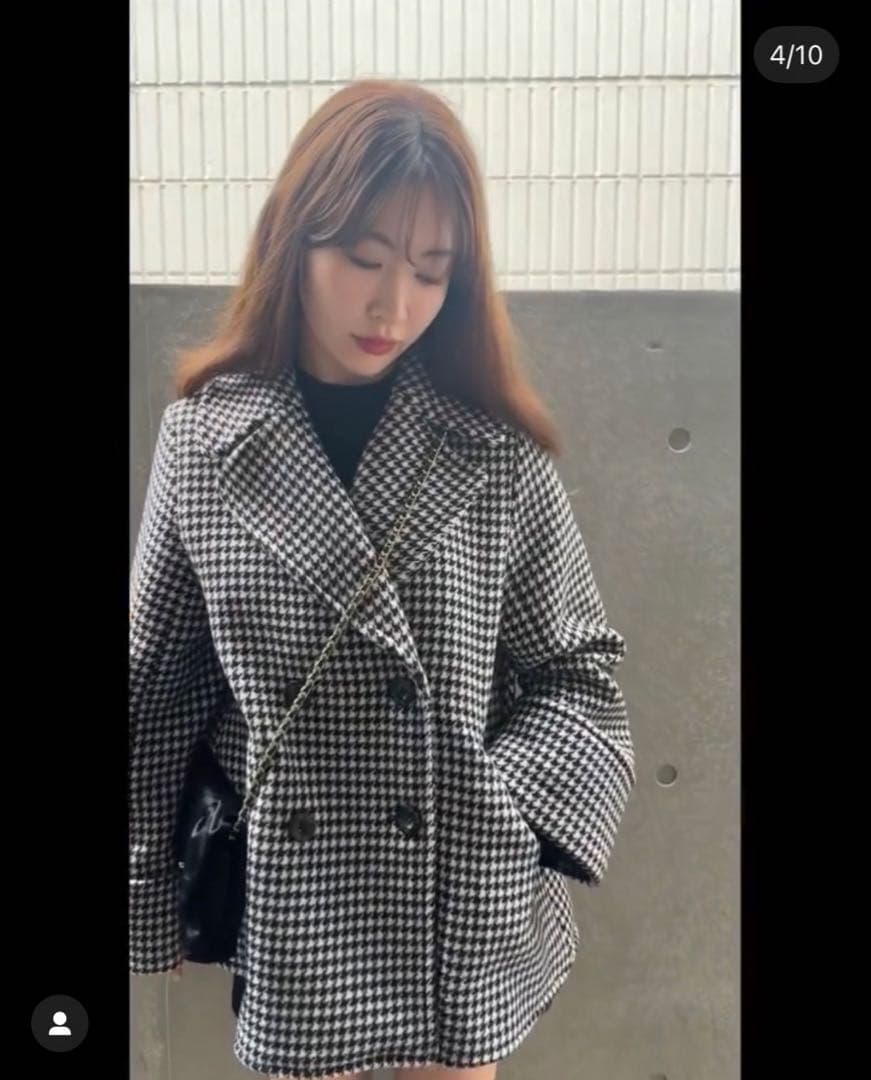 オーバーサイズ ダブルブレスト チェックコート