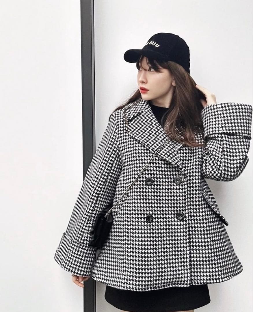 オーバーサイズ ダブルブレスト チェックコート