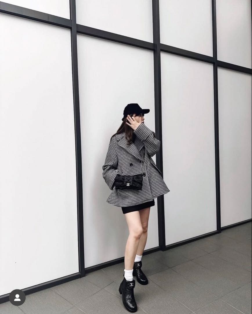 オーバーサイズ ダブルブレスト チェックコート