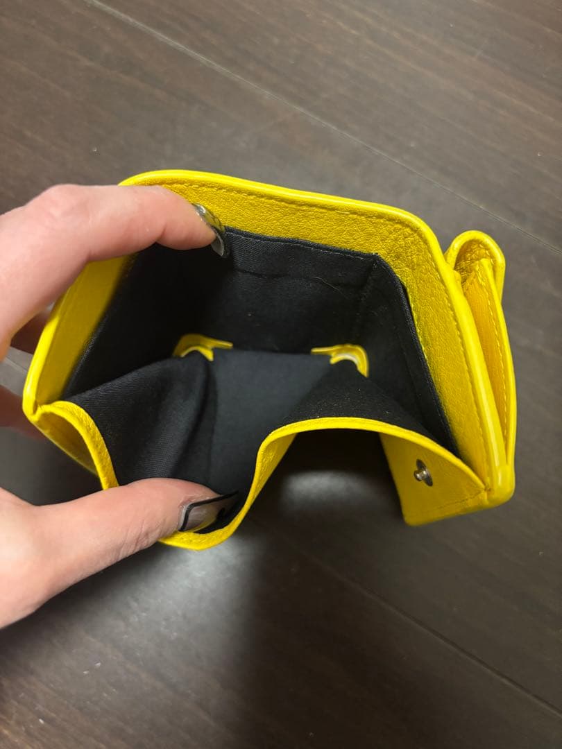 BALENCIAGA ペーパーミニ レザー 三つ折り　イエロー