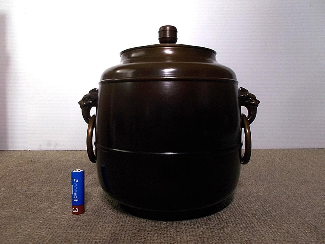 高岡銅器 唐銅風炉師 福島宗秀 唐銅 利休好 鬼面付 台子皆具 共箱 送料込み