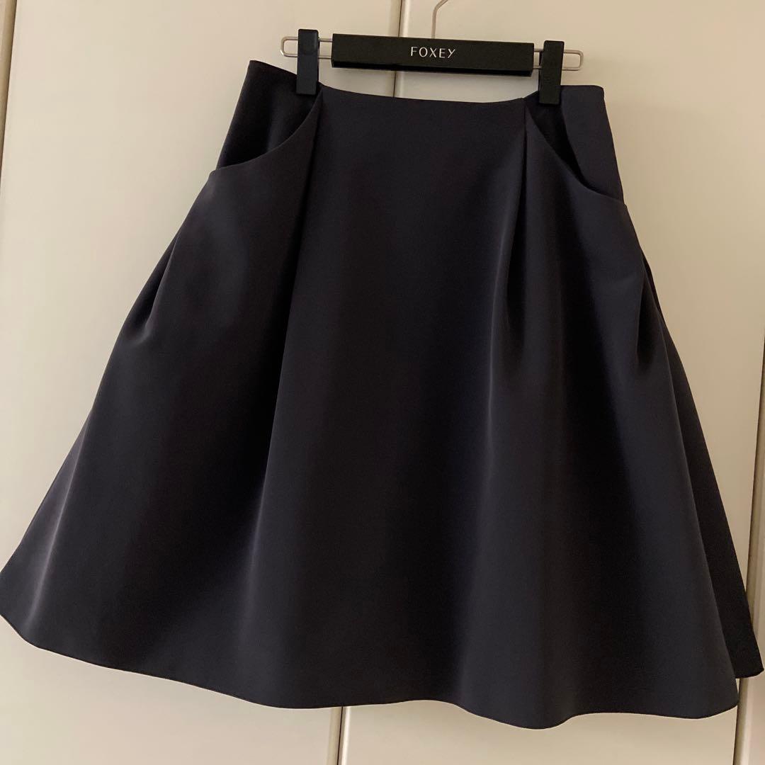 ♡美品♡ FOXEY 希少 42 イリプスフレアー スカート グレー