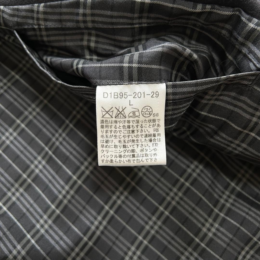 【美品 カシミヤ混】 バーバリーブラックレーベル Pコート ノバチェック 黒 L