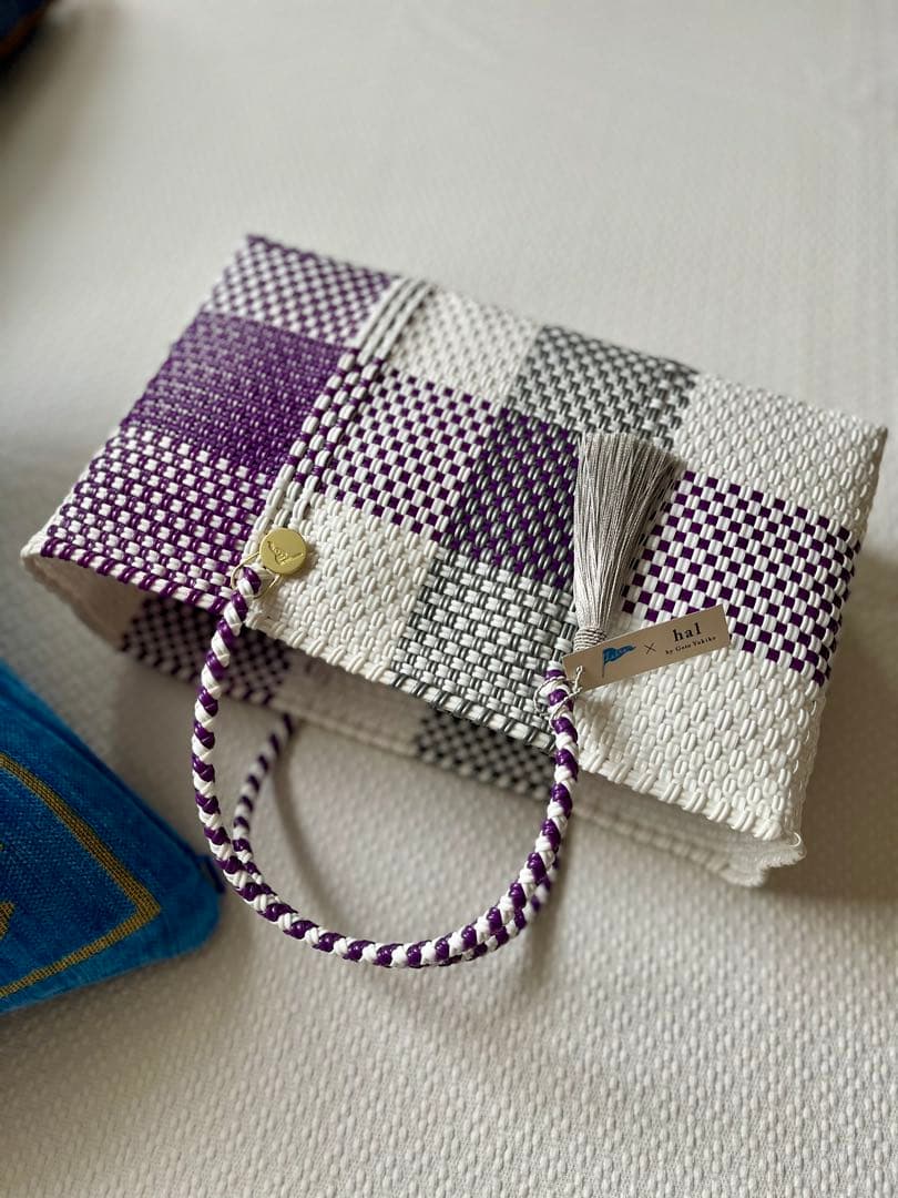 レトラ★メルカドバッグ★Letra×hal 限定コラボ パープルチェック XS