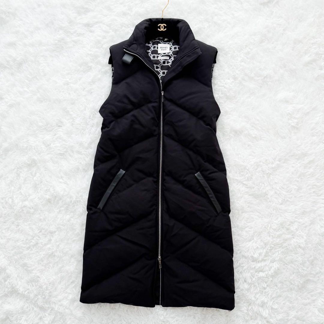 未使用品 HERMES ダウンベスト ジレ シェーヌダンクル裏地 ブラック 34