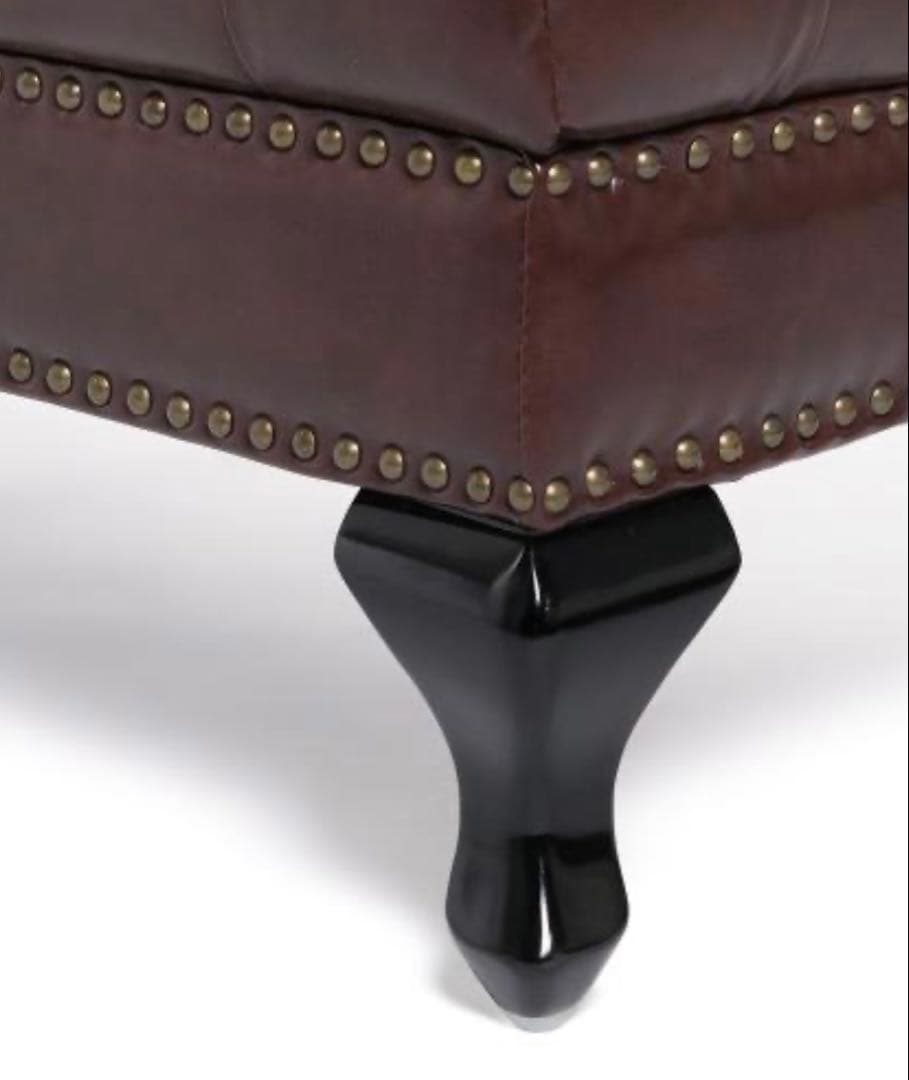 アンティーク　2人がけソファ　レザー調　天然木　ブラウン