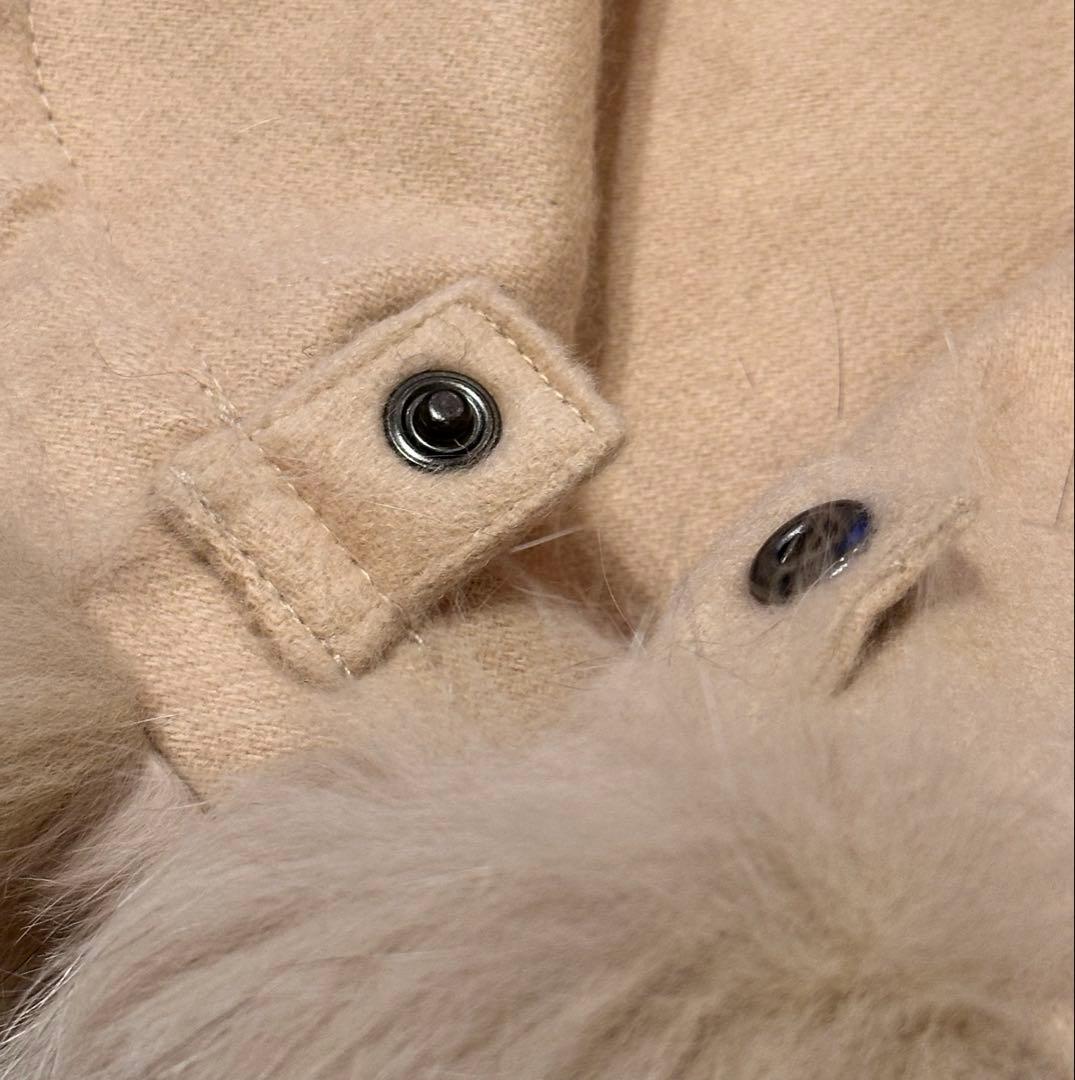 カシミヤ100% ベージュ ファー付き ケープコート