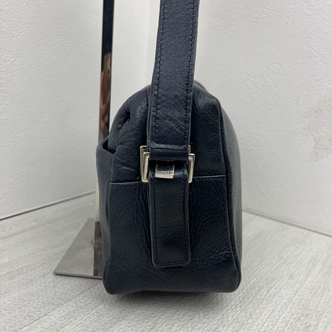 現行品☆ ヒロフ　ショルダーバッグ　ヴィータ　Hロゴ　シボ　ネイビー　2way