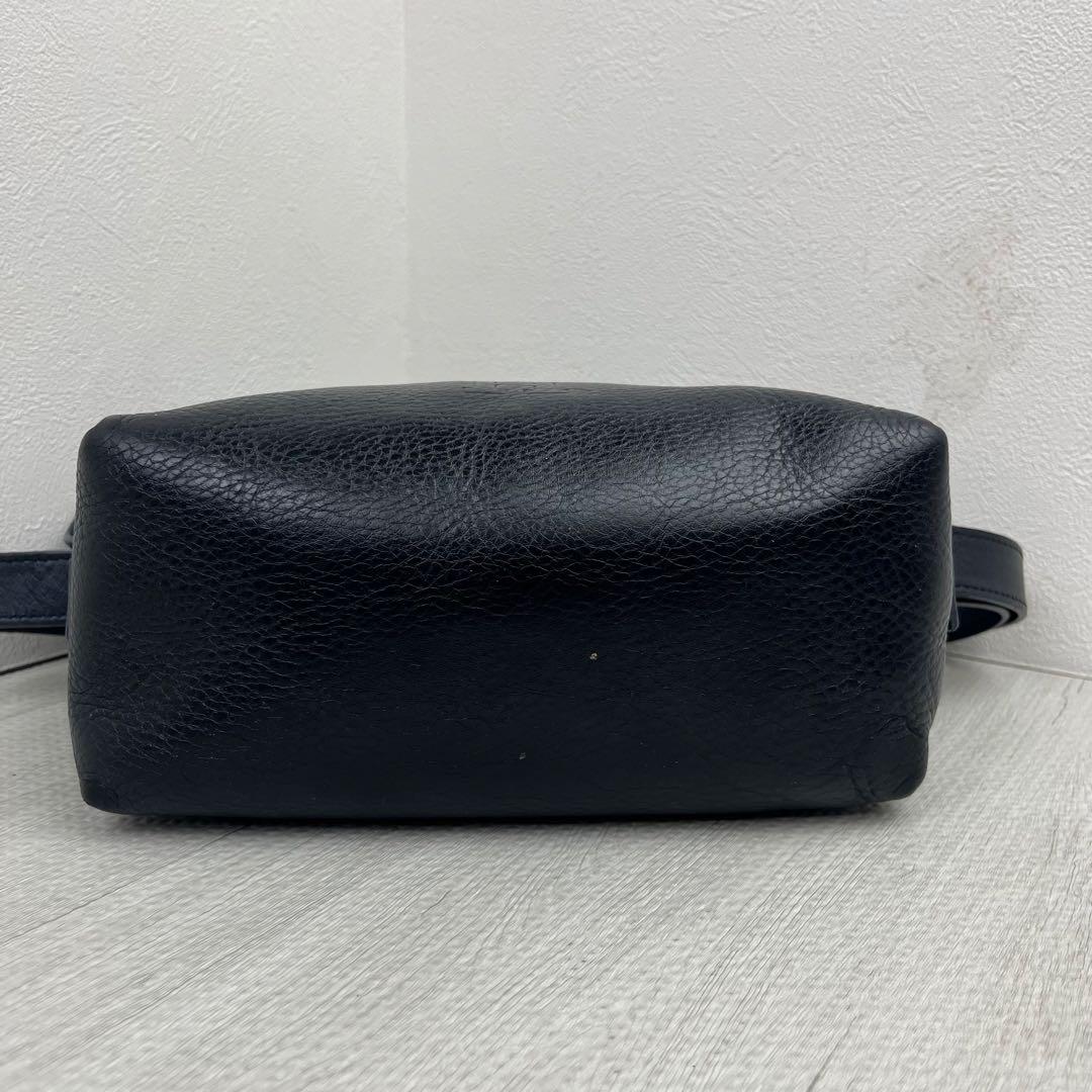 現行品☆ ヒロフ　ショルダーバッグ　ヴィータ　Hロゴ　シボ　ネイビー　2way