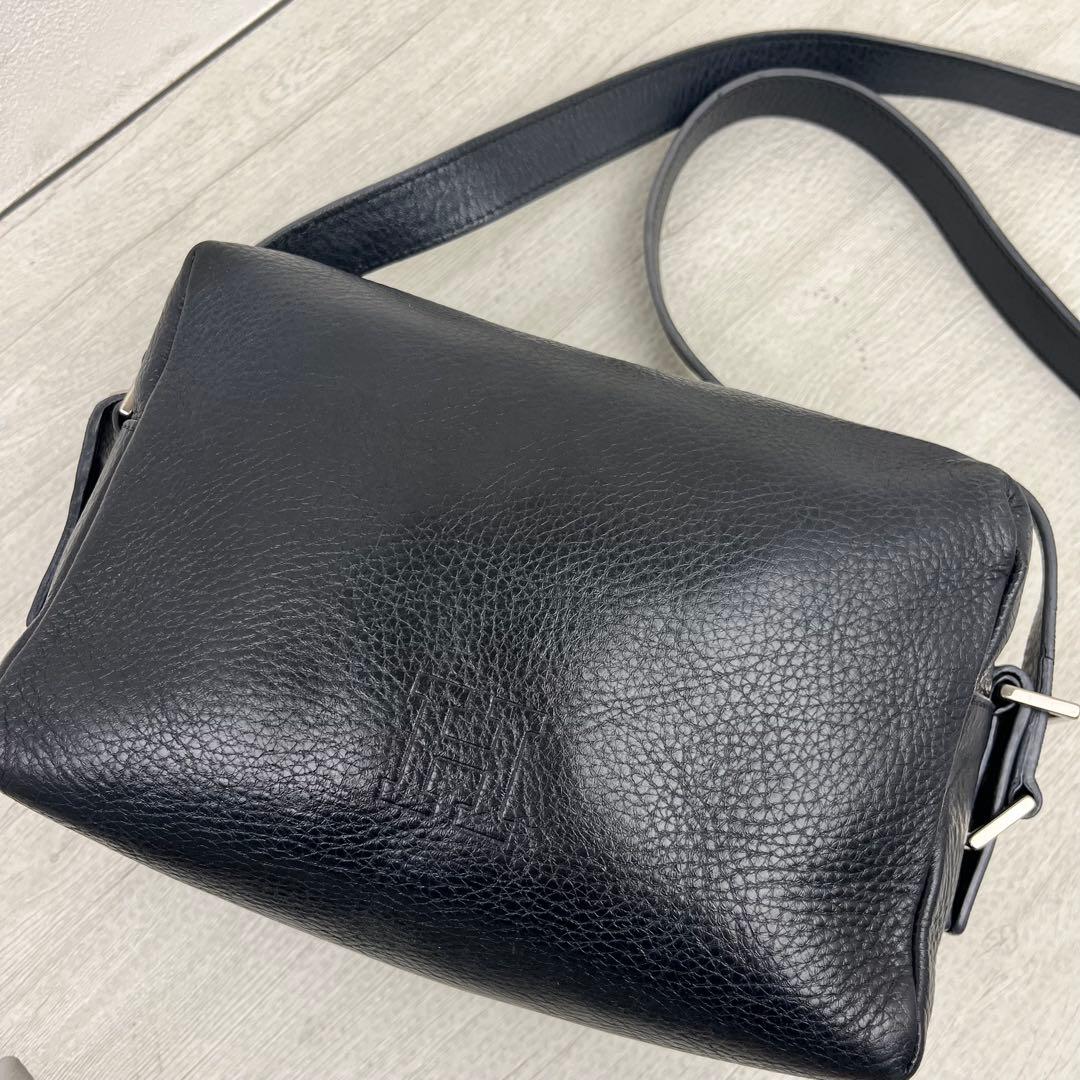 現行品☆ ヒロフ　ショルダーバッグ　ヴィータ　Hロゴ　シボ　ネイビー　2way