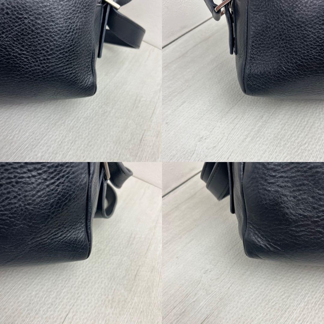 現行品☆ ヒロフ　ショルダーバッグ　ヴィータ　Hロゴ　シボ　ネイビー　2way