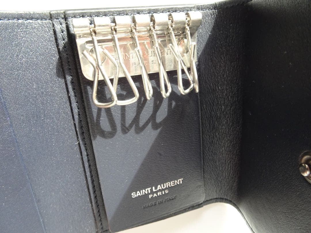 【SAINT LAURENT PARIS】6連キーケース　ダークネイビー　レザー