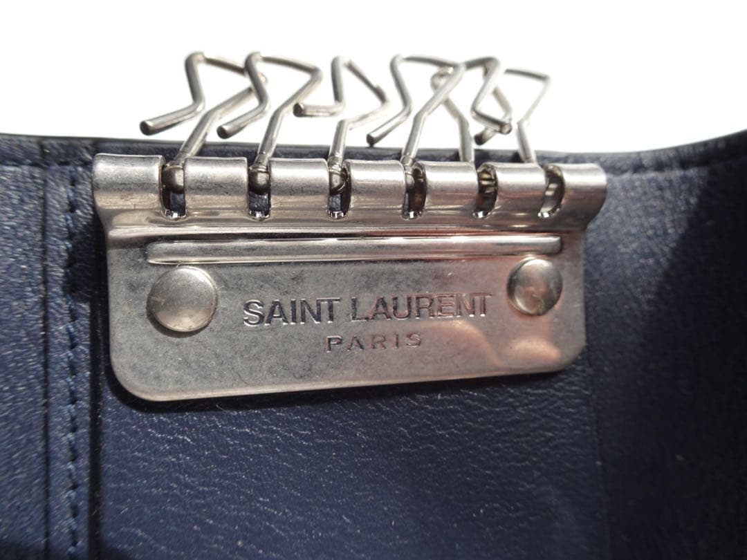 【SAINT LAURENT PARIS】6連キーケース　ダークネイビー　レザー