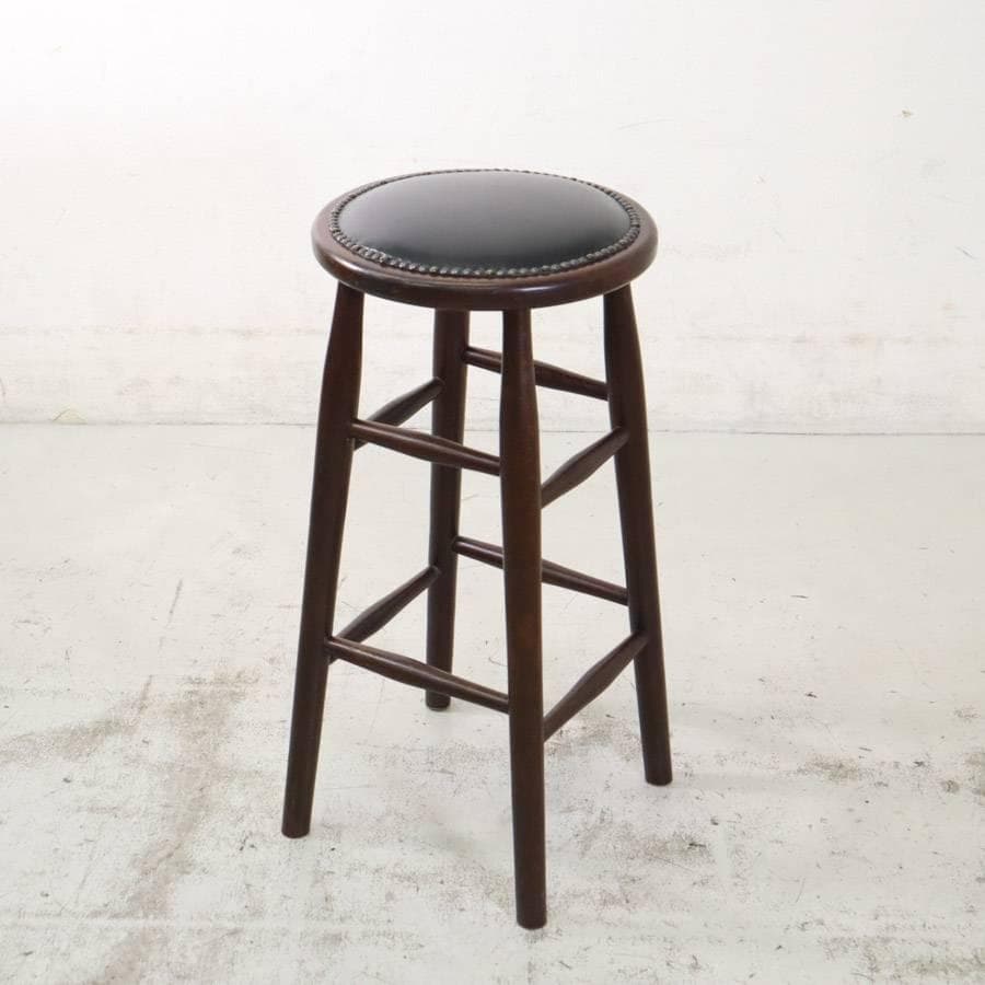 6脚まとめ買い6 ルーマニア製 ハイスツール ビーチ材 ブラック PVCレザー