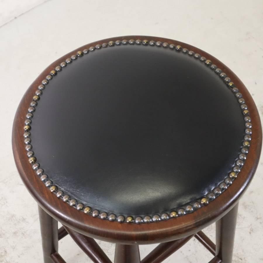 6脚まとめ買い6 ルーマニア製 ハイスツール ビーチ材 ブラック PVCレザー