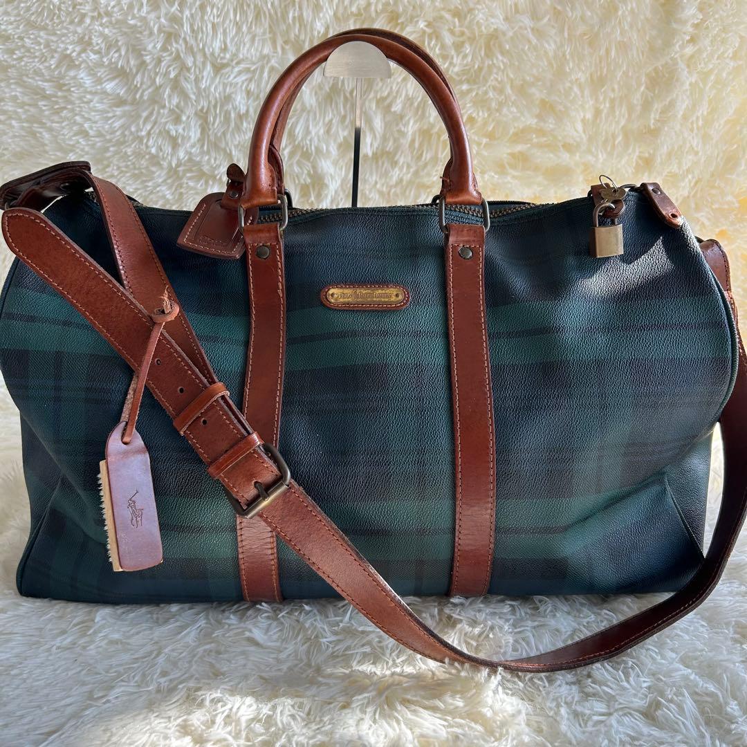 【希少・名作】ポロラルフローレンタータンチェック ボストンバッグ 2way