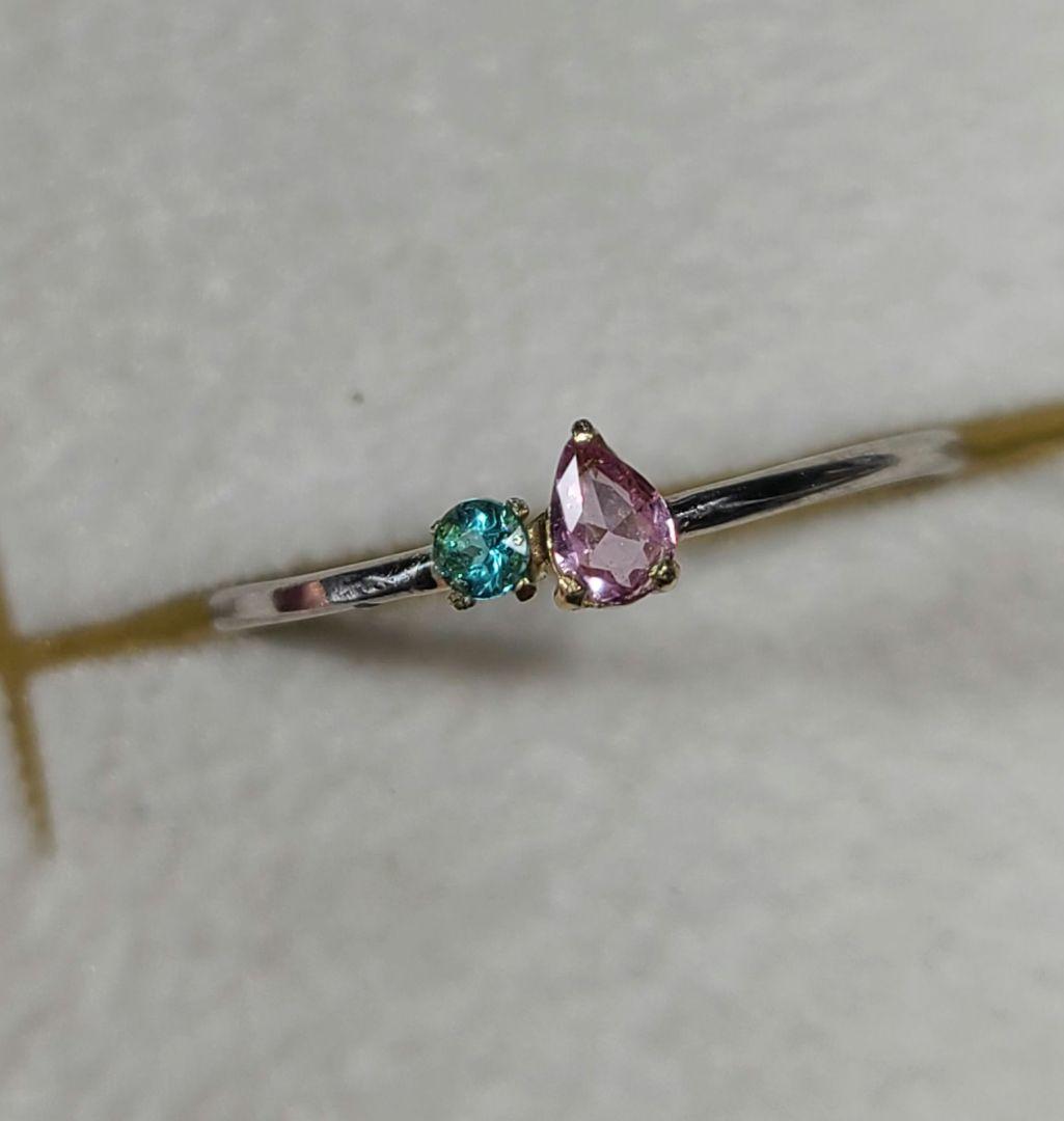 minはる★バターリャパライバトルマリン&パパラチアリングPt900★