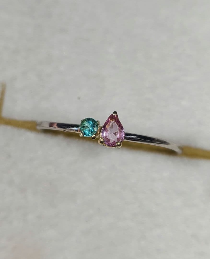 minはる★バターリャパライバトルマリン&パパラチアリングPt900★