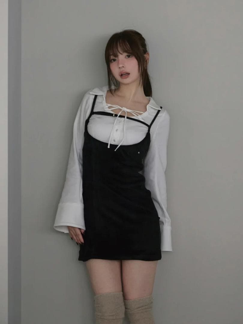 ワンピース andmary Betty velour mini dress AM1555