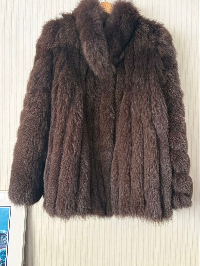 ち*ち様 SAGAFOXブラウン毛皮 ストレートカットファーコートおしゃれ