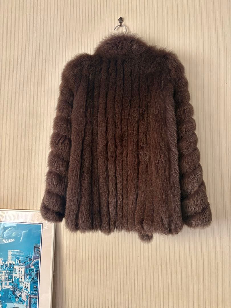 ち*ち様 SAGAFOXブラウン毛皮 ストレートカットファーコートおしゃれ