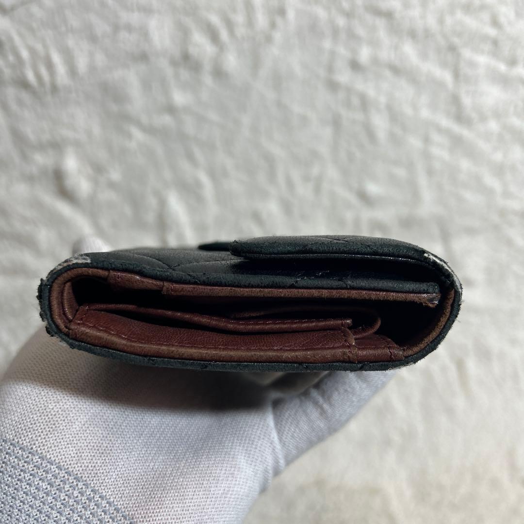 CHANEL ココマーク ラムスキン マトラッセ 三つ折り 長財布