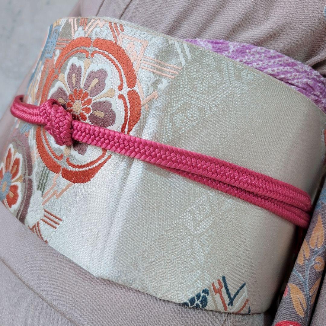 訪問着　フルセット　着物　正絹　花　鳥　カラフル　トールサイズ　おしゃれ　F4