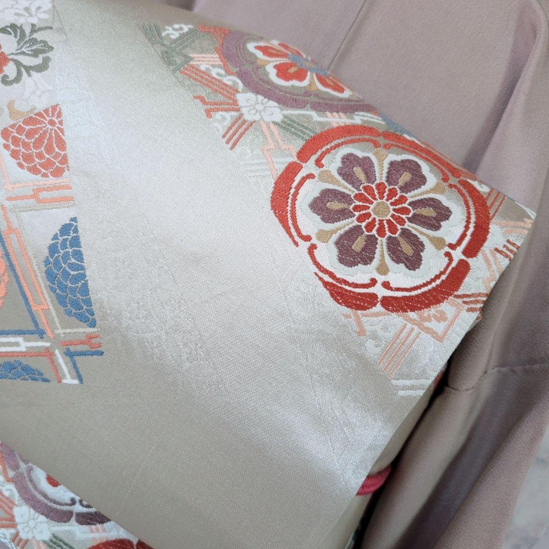 訪問着　フルセット　着物　正絹　花　鳥　カラフル　トールサイズ　おしゃれ　F4