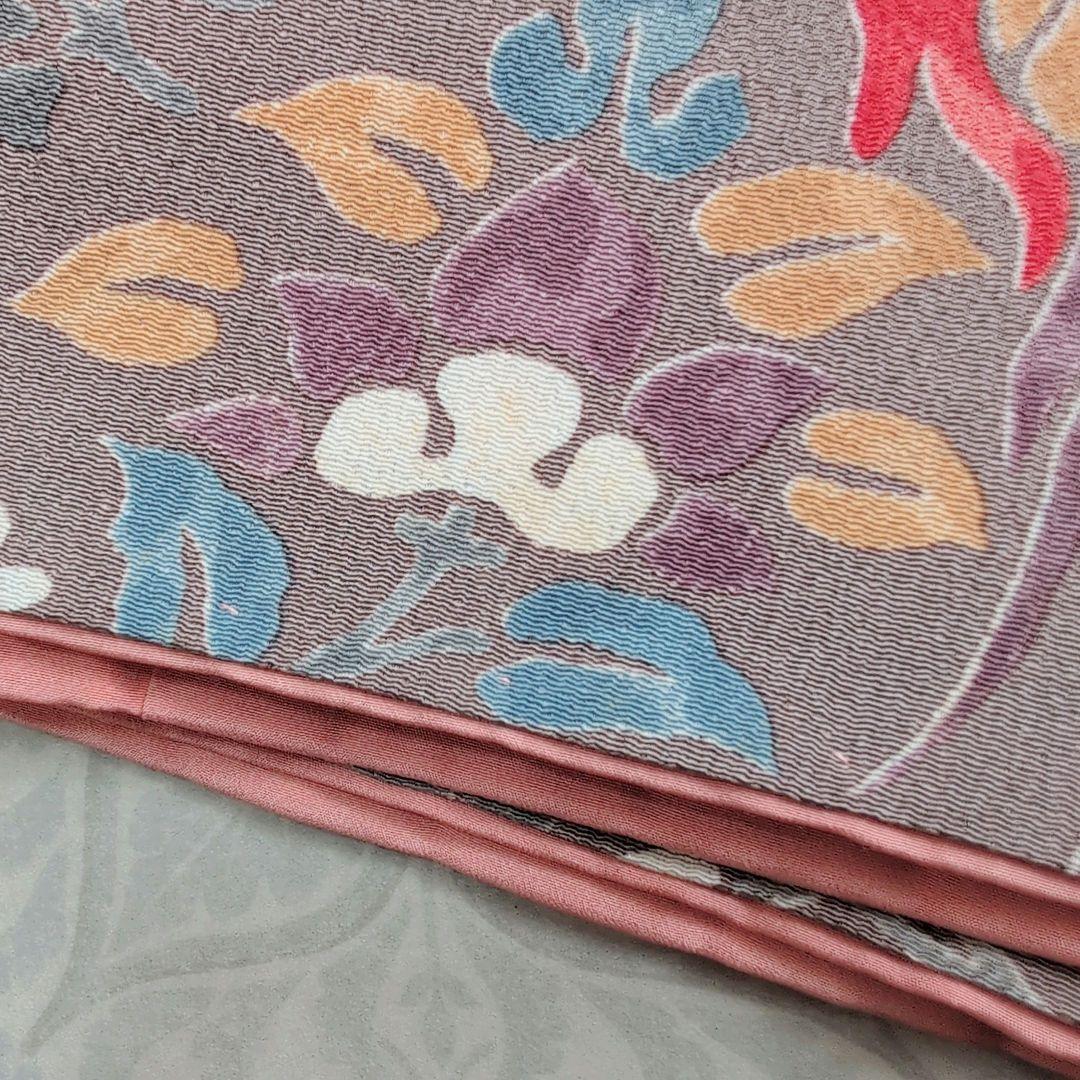 訪問着　フルセット　着物　正絹　花　鳥　カラフル　トールサイズ　おしゃれ　F4