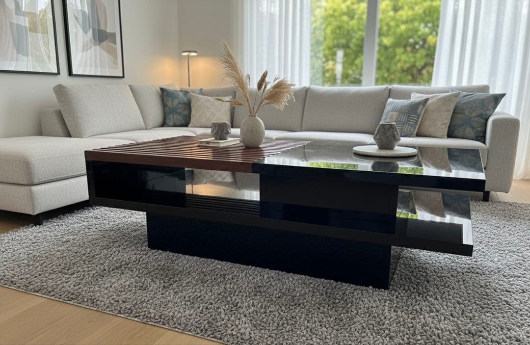 モリシゲ　「レクト」　センターテーブル 黒モダン