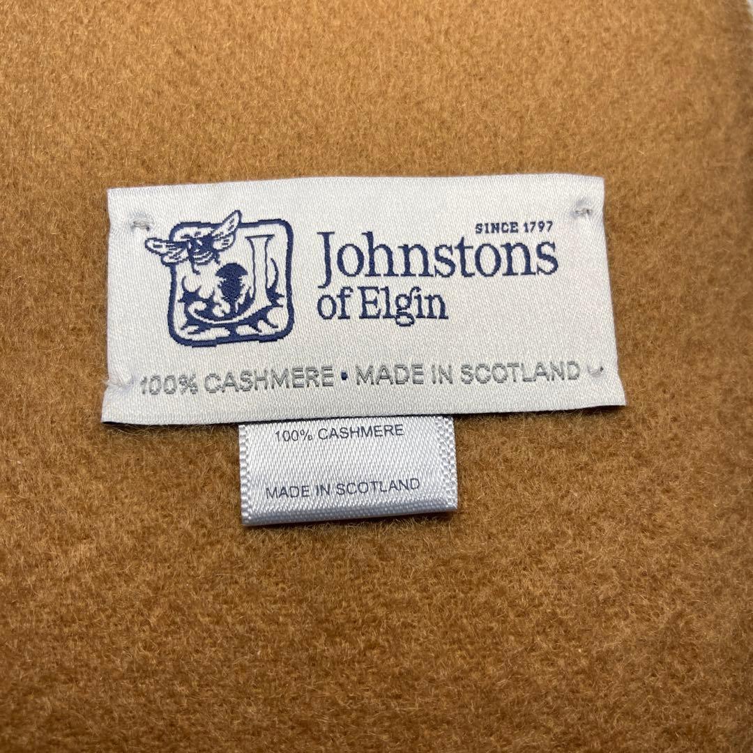 美品 ジョンストンズ カシミヤ100％ 大判ストール ダークキャメル