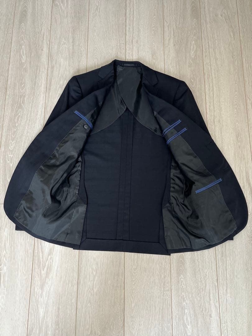 MICHEL ミッシェルクランスーツ 濃紺チェック（黒色）スリーピース