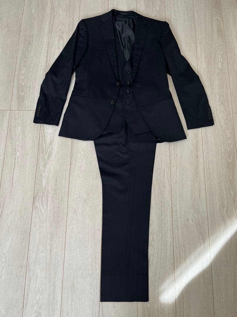 MICHEL ミッシェルクランスーツ 濃紺チェック（黒色）スリーピース