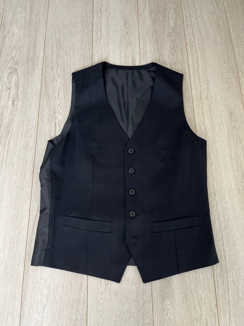 MICHEL ミッシェルクランスーツ 濃紺チェック（黒色）スリーピース